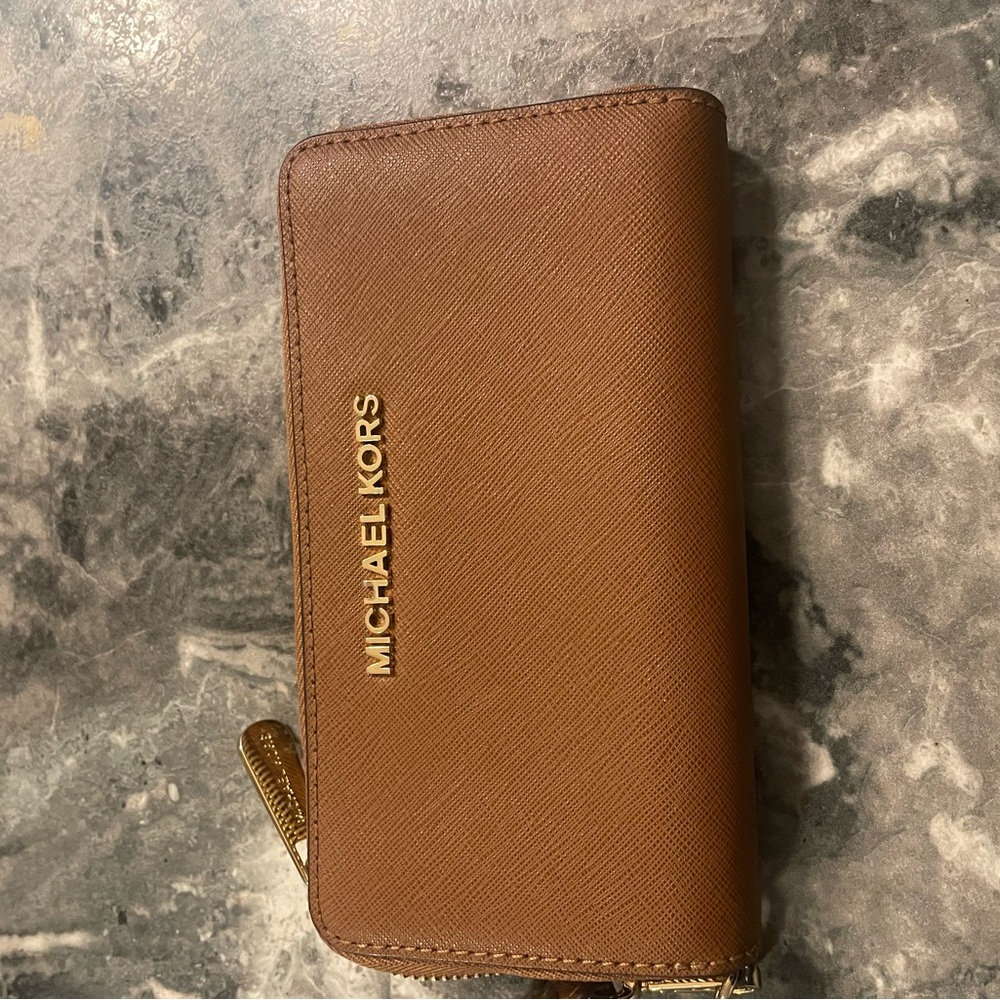 Michael Kors Tan Wallet with Gold Details